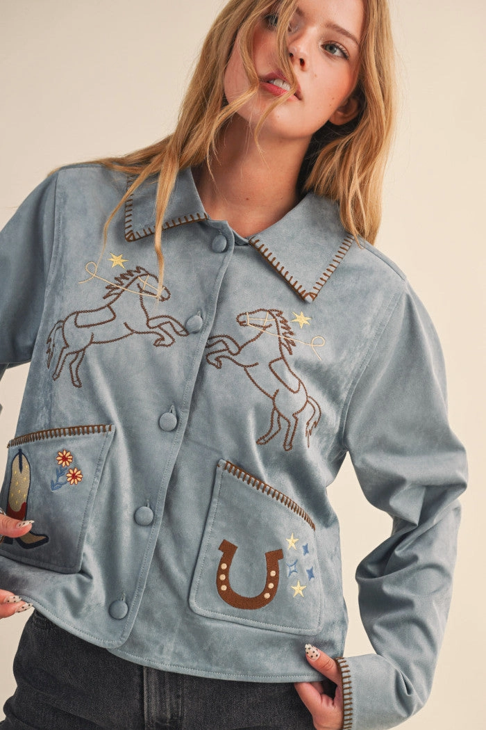 Bronco Babe Embroidered Suede Jacket Architectural Tailoring