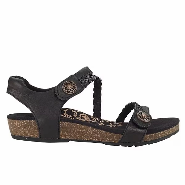 Aetrex Women's Jillian Black Trendy Vacation Sandals