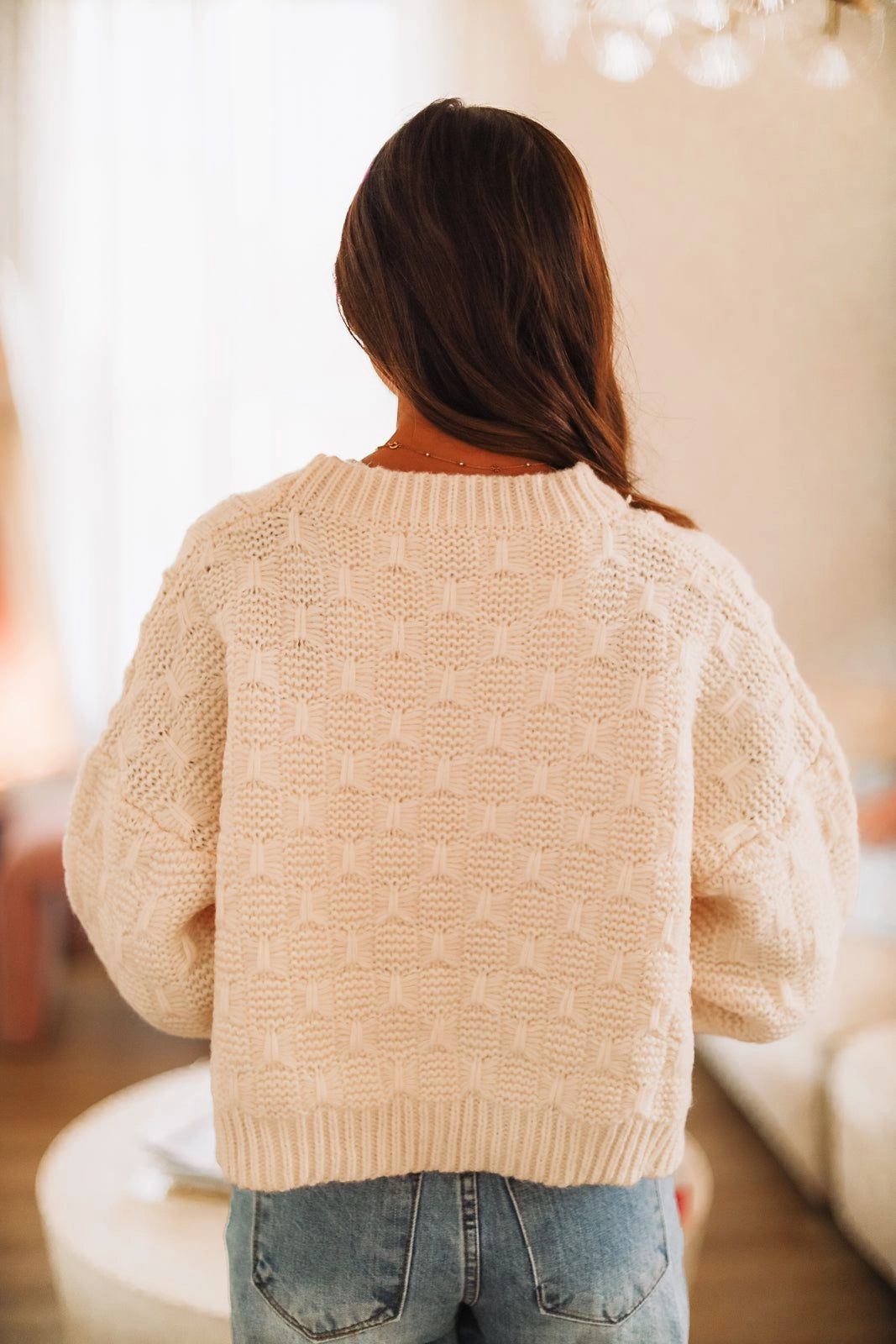 Love Affair Bow Sweater - Cream Reversible design Warm Layer