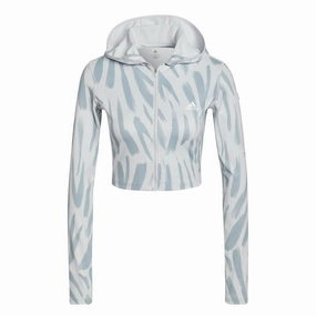 adidas - Women's Run Icons All Over Print Hooded Long Sleeve Top (HE0354) BreathableLining