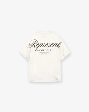 Perfect Fit Represent Owners Club Script T-Shirt - Flat White
