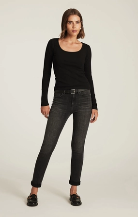 KATHLEEN SLIM BOYFRIEND IN SMOKE BRUSHED FEATHER BLUE Flattering Style