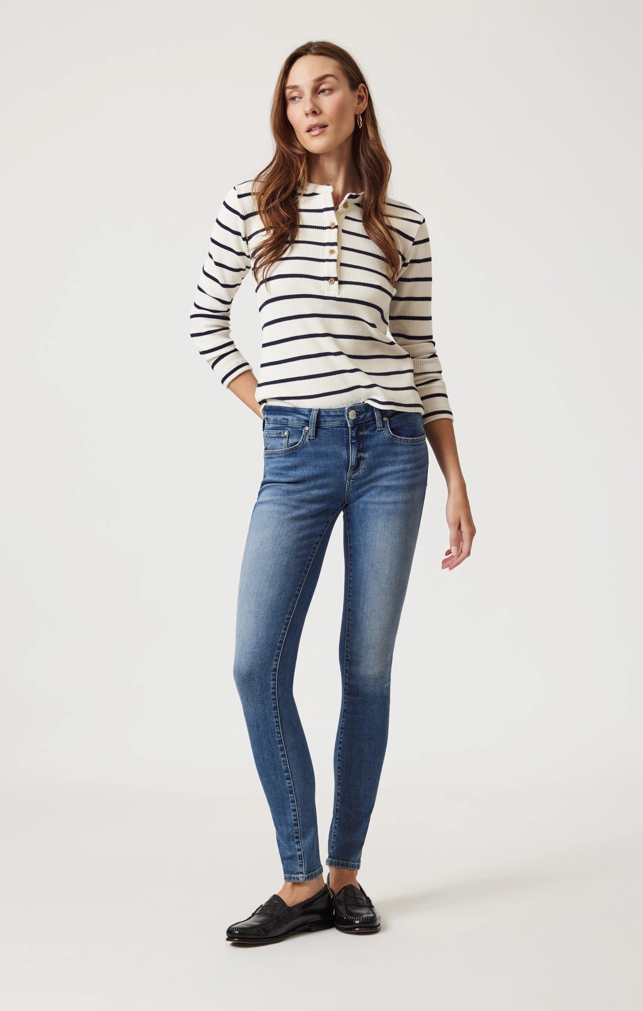 ALEXA SKINNY IN DARK BRUSHED TRIBECA Non Irritating Inner Lining Advanced Stretch Recovery