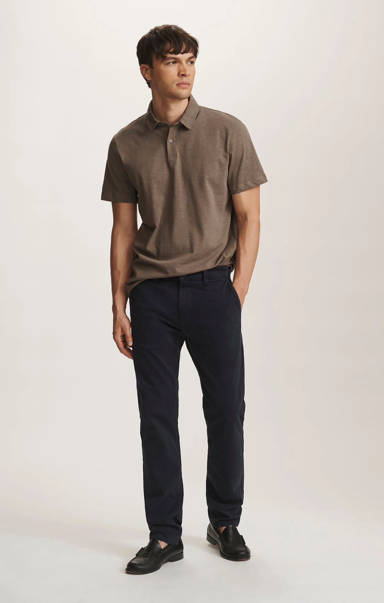Comfort Design Compression Fit MILTON SLIM STRAIGHT CHINO IN DARK NAVY CASUAL TWILL