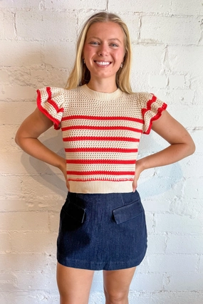 Red Hot Knit Sweater Street Casual