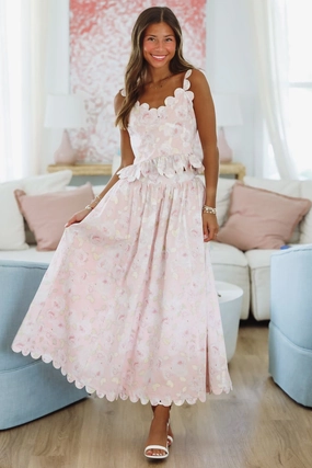 Harbor Breeze Top and Midi Skirt Set - Pink Chic Tee