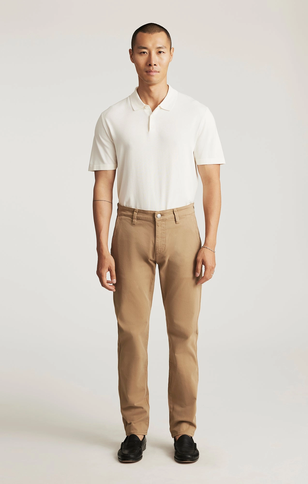 Double Stitched Seams MILTON SLIM STRAIGHT CHINO IN KHAKI CASUAL TWILL