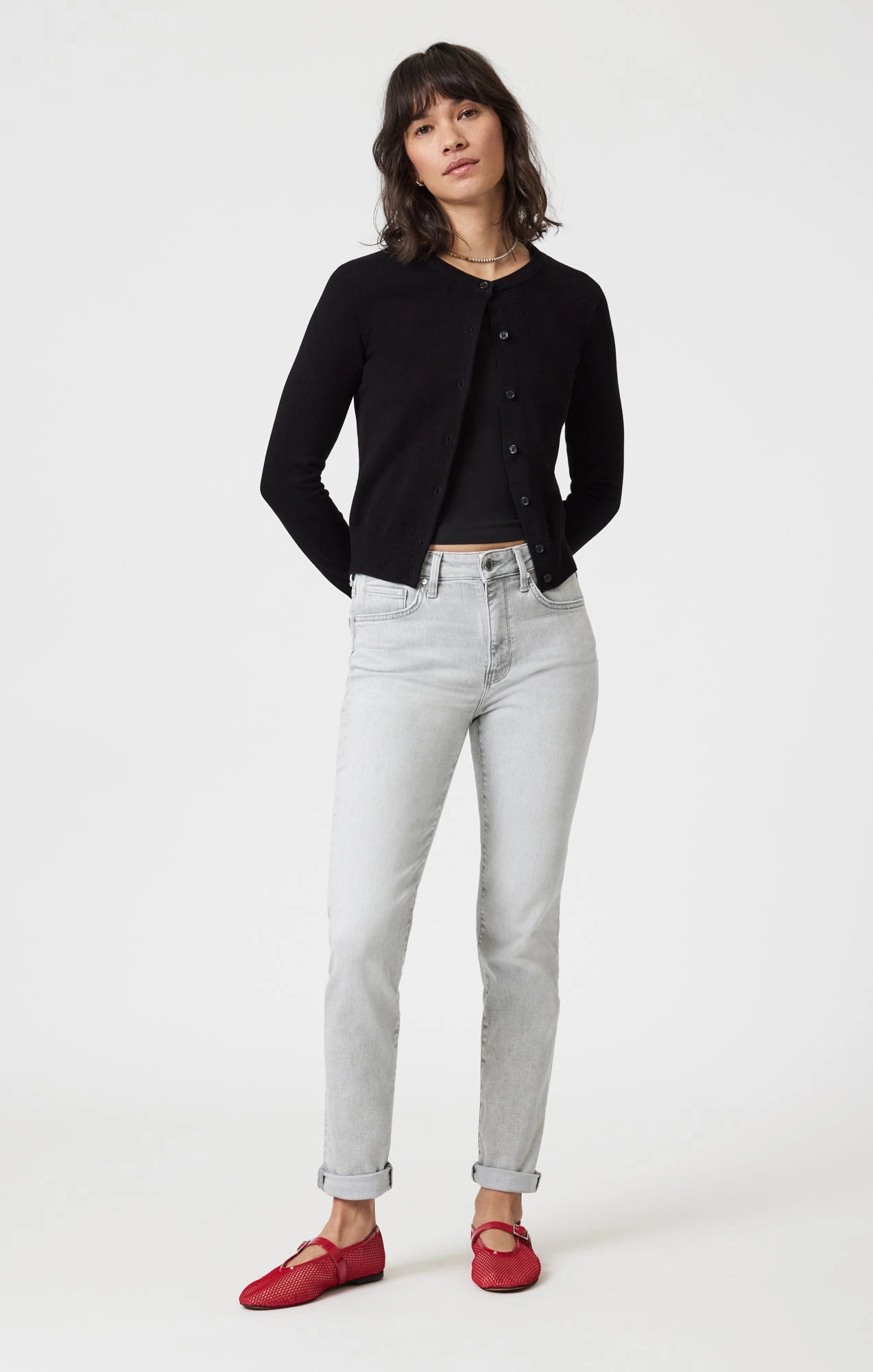 KATHLEEN SLIM BOYFRIEND IN ICE GREY FEATHER BLUE Bold Earthy