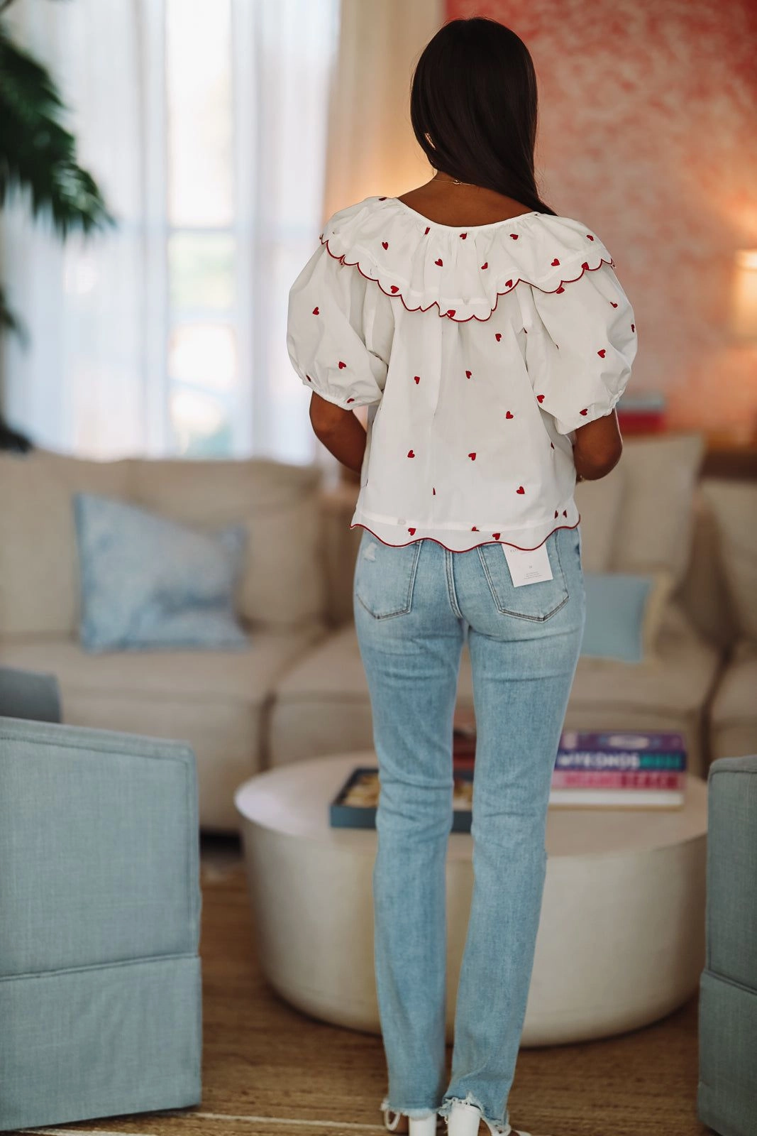 Minimalist Cuff SeamlessSidePanels All Hearts About It Crop Top - White and Red