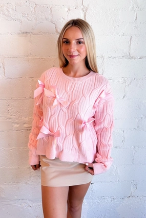 Loop Back Finish Classic Ready All Over Bow Sweater
