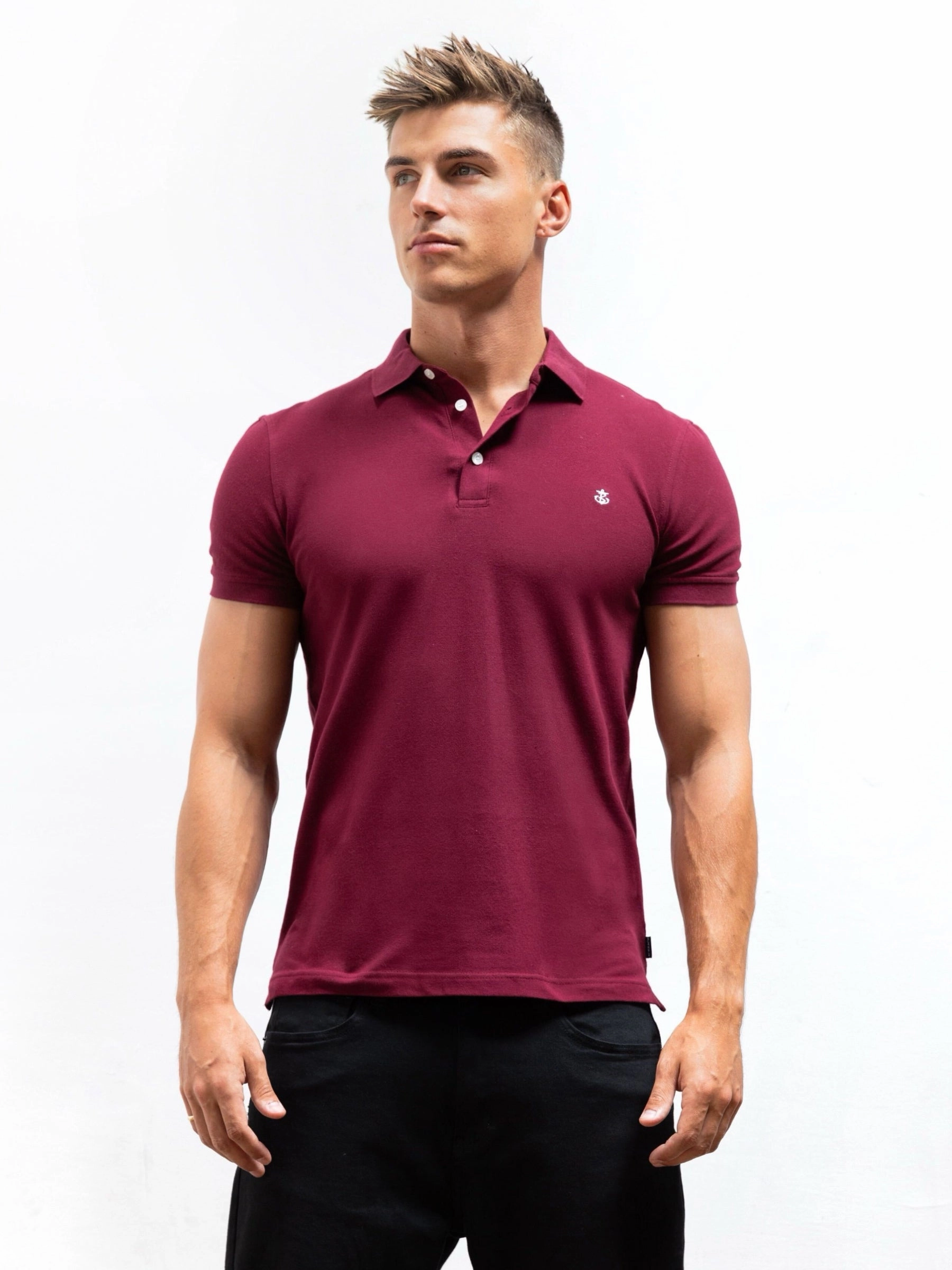 Neutral Shade Boho chic Anchor Polo Shirt - Burgundy