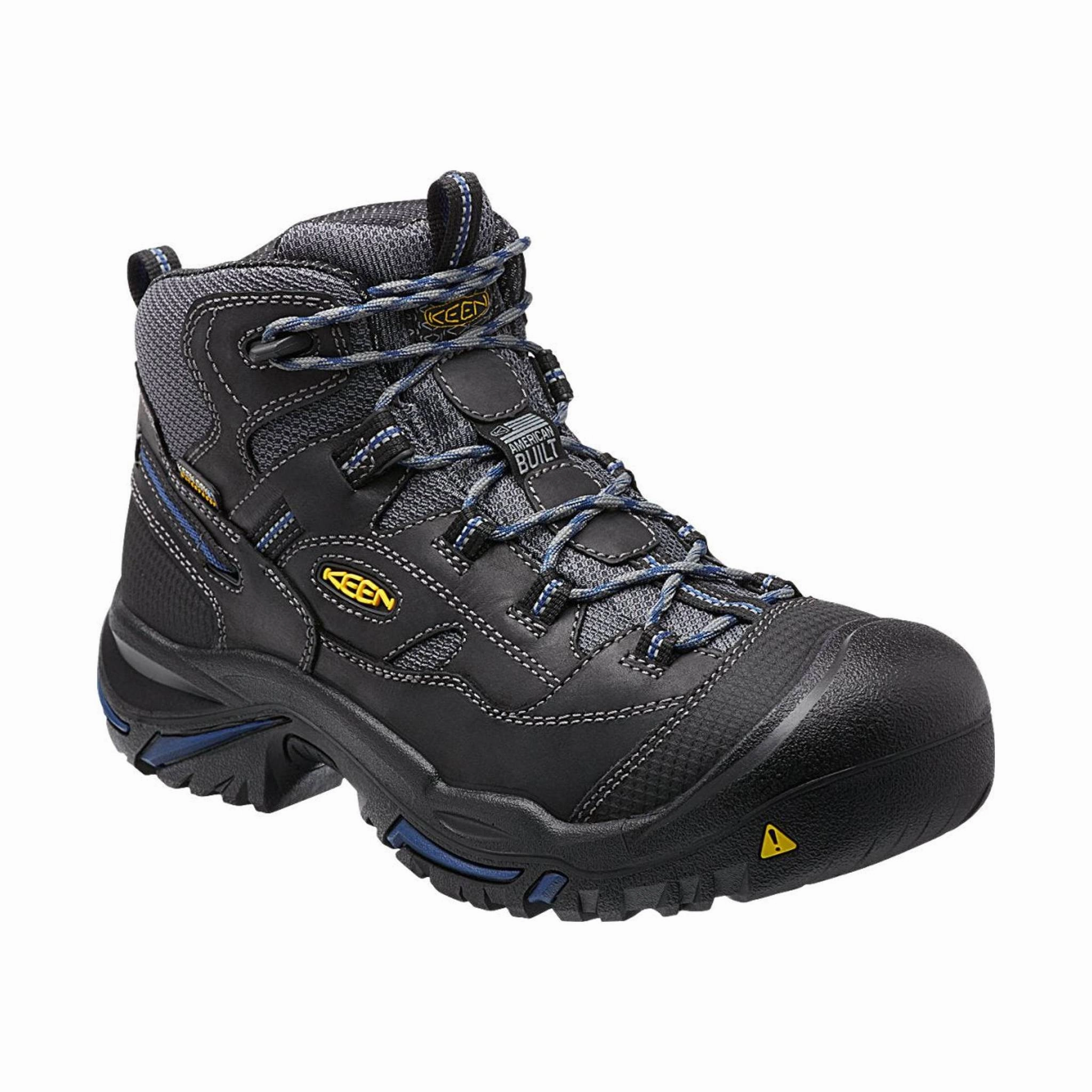 Zip Up Style KEEN Utility Men's Braddock Mid Waterproof Soft Toe Boot - Raven/Estate Blue