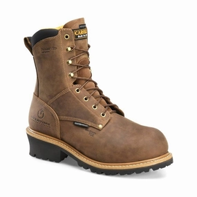 Carolina Men??s 8 Inch Waterproof Insulated Composite Toe Logger - Brown Support Foot Combat Look