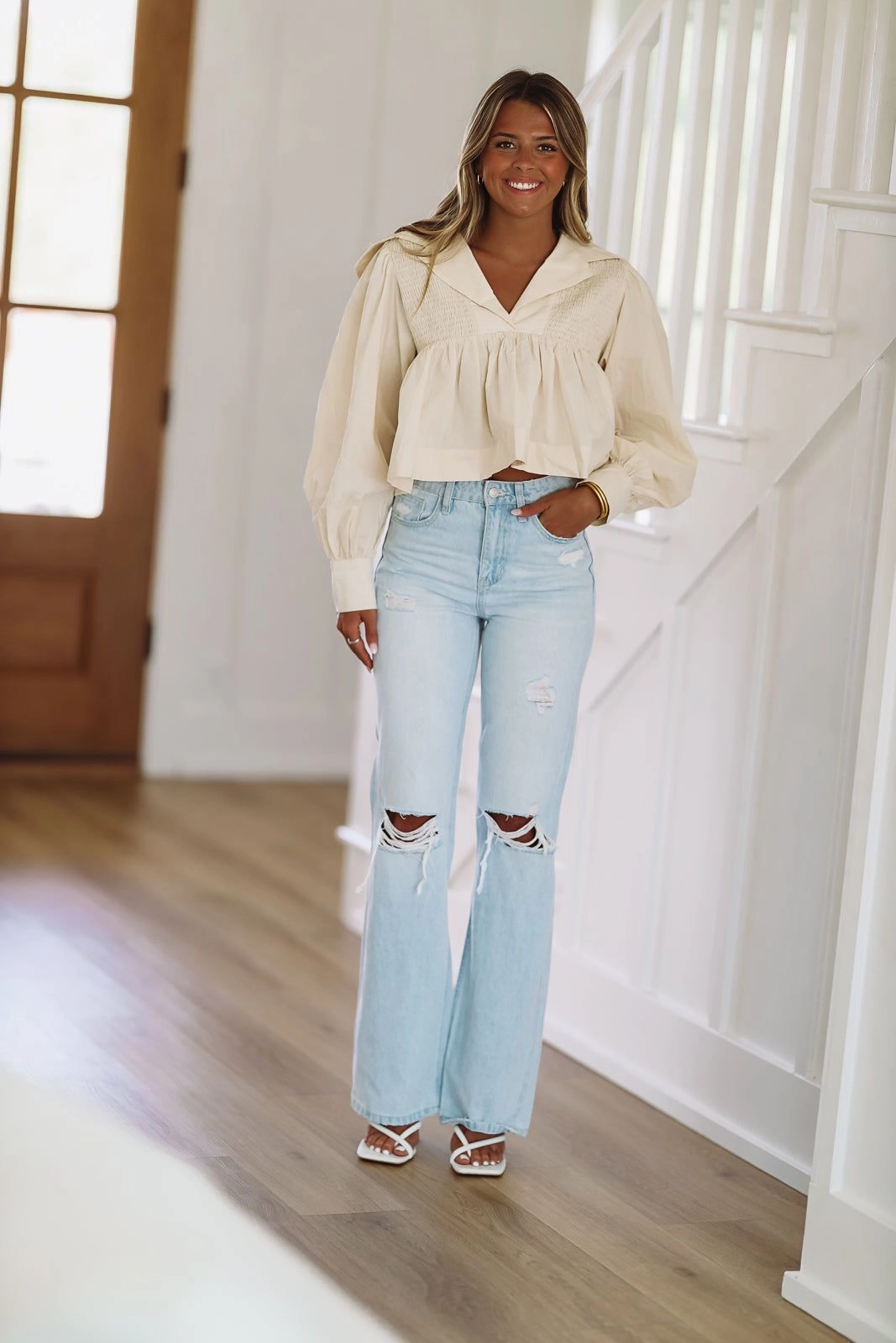 NoSlipGripperBand Being Boho Top - Cream