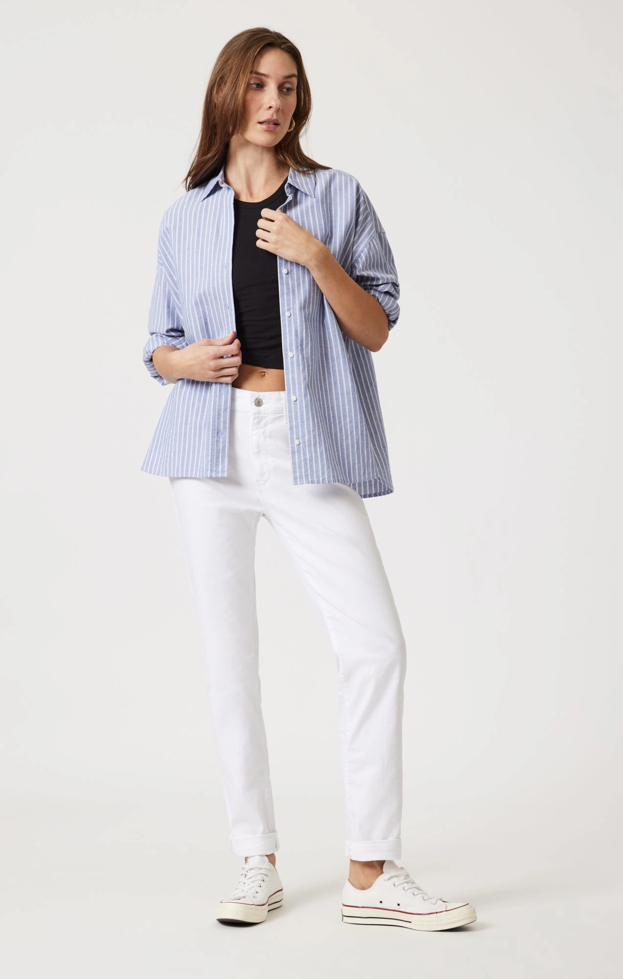KATHLEEN SLIM BOYFRIEND IN WHITE FEATHER BLUE Casual Cool