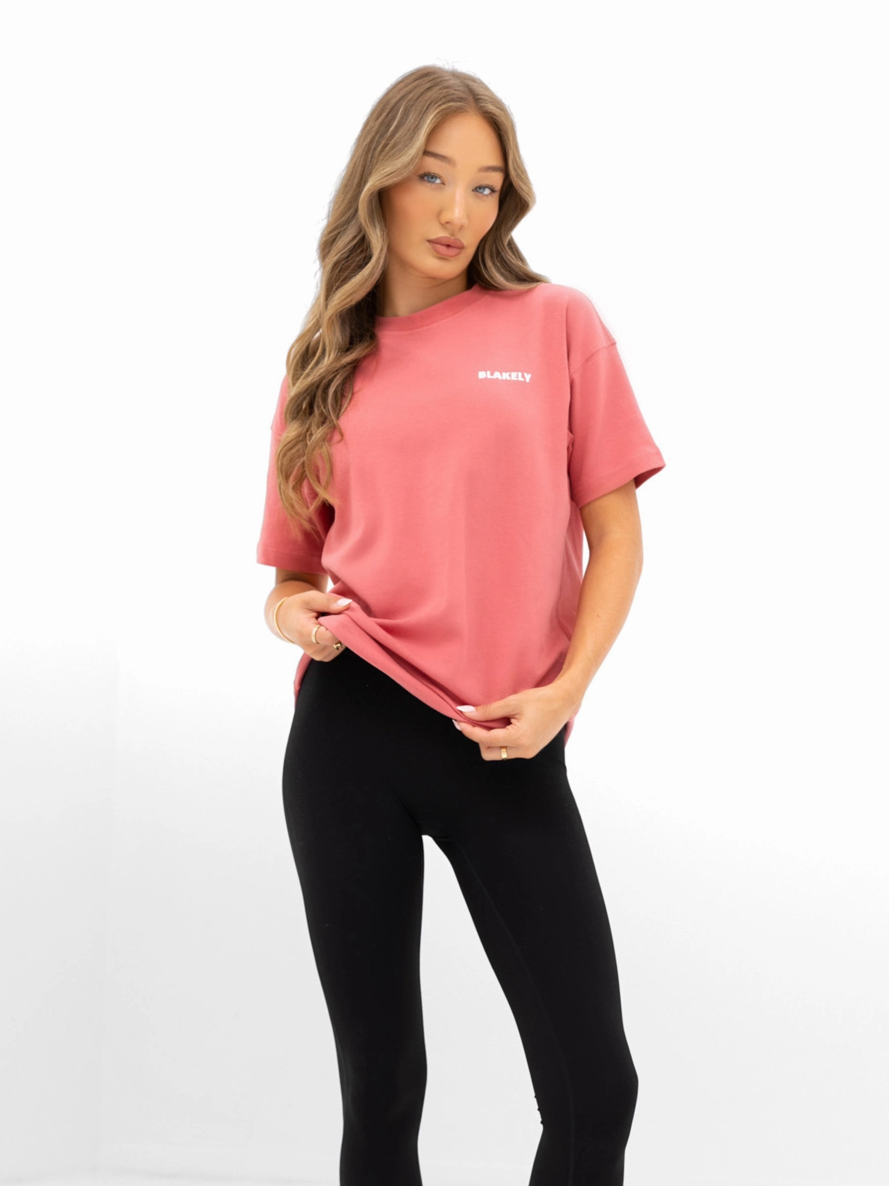 Sublimation Printed Collar Amelie Oversized T-Shirt - Sunrise Coral