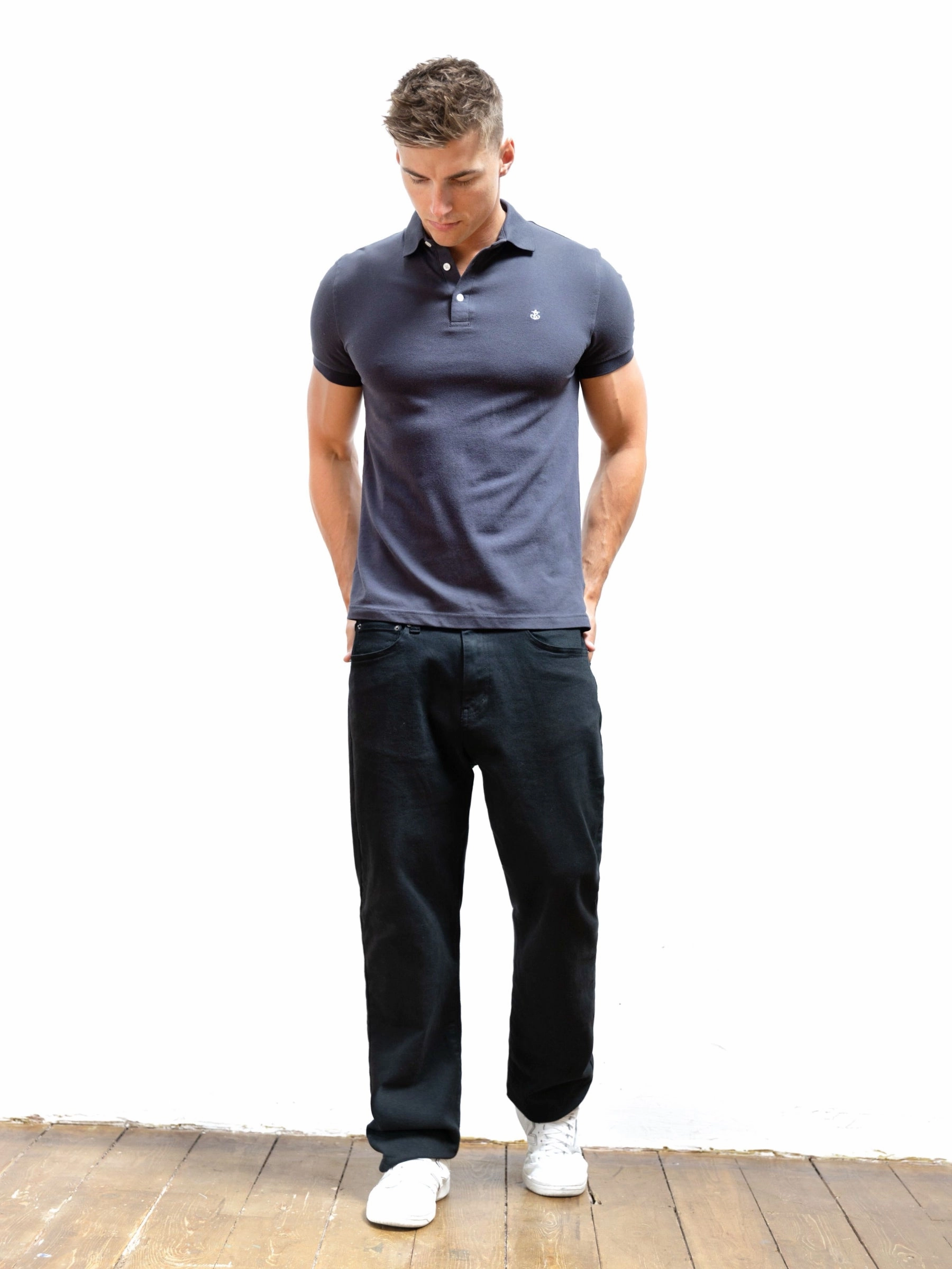 Earthy Palette Anchor Polo Shirt - Charcoal