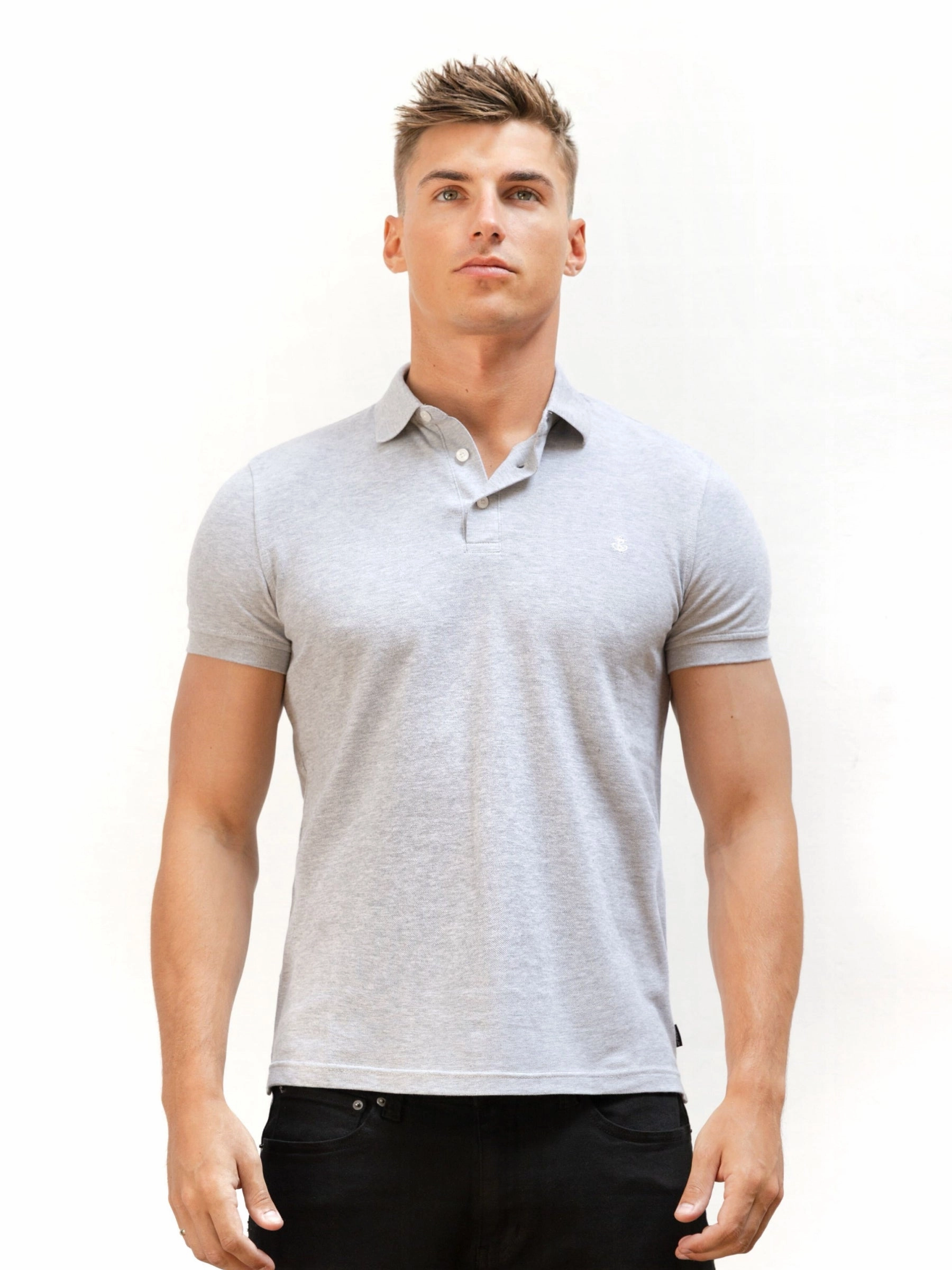 Fashionable Layer vacation wear Anchor Polo Shirt - Marl Grey