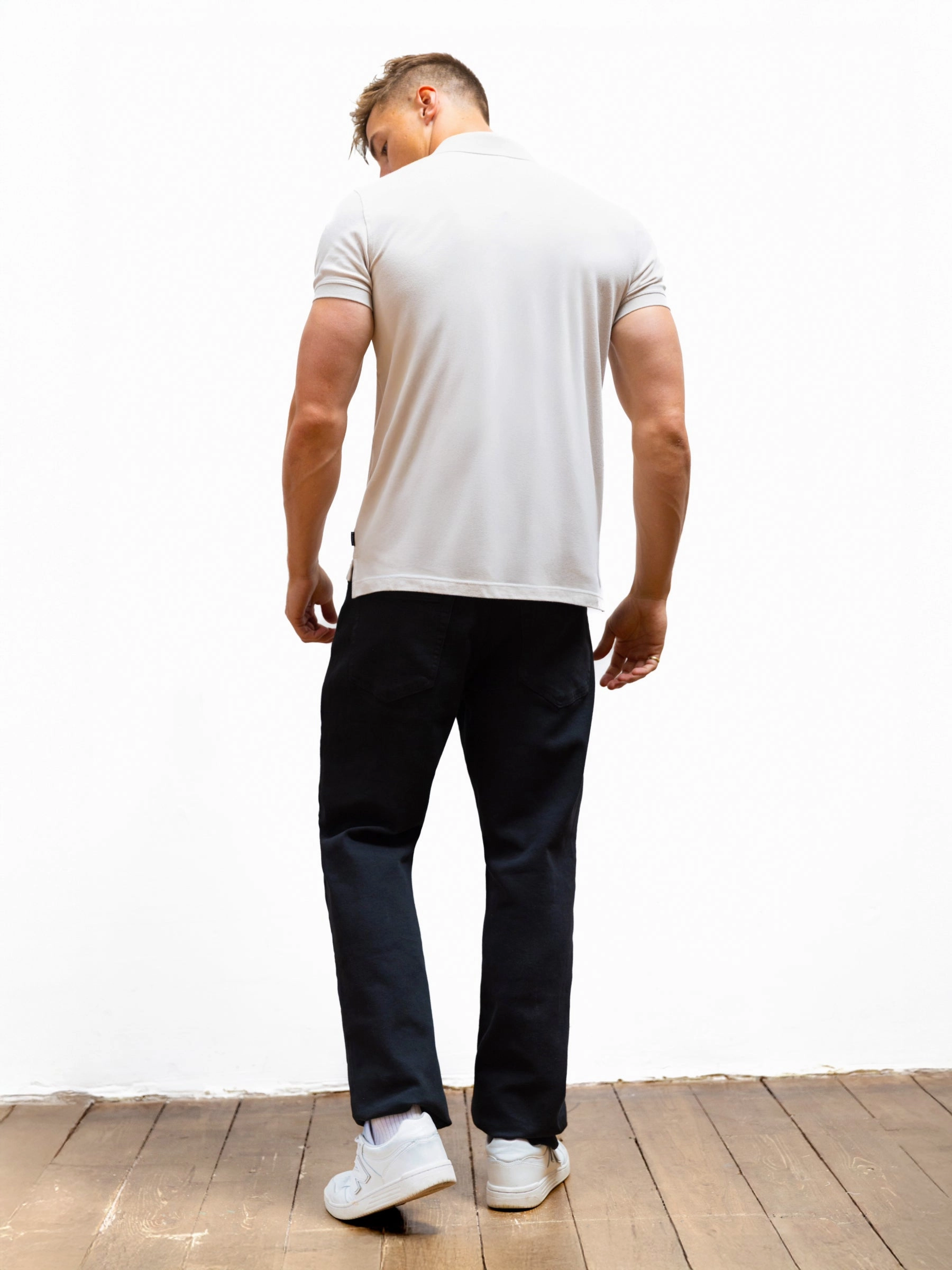 Anchor Polo Shirt - Stone Tall Option Anti Cling Fabric