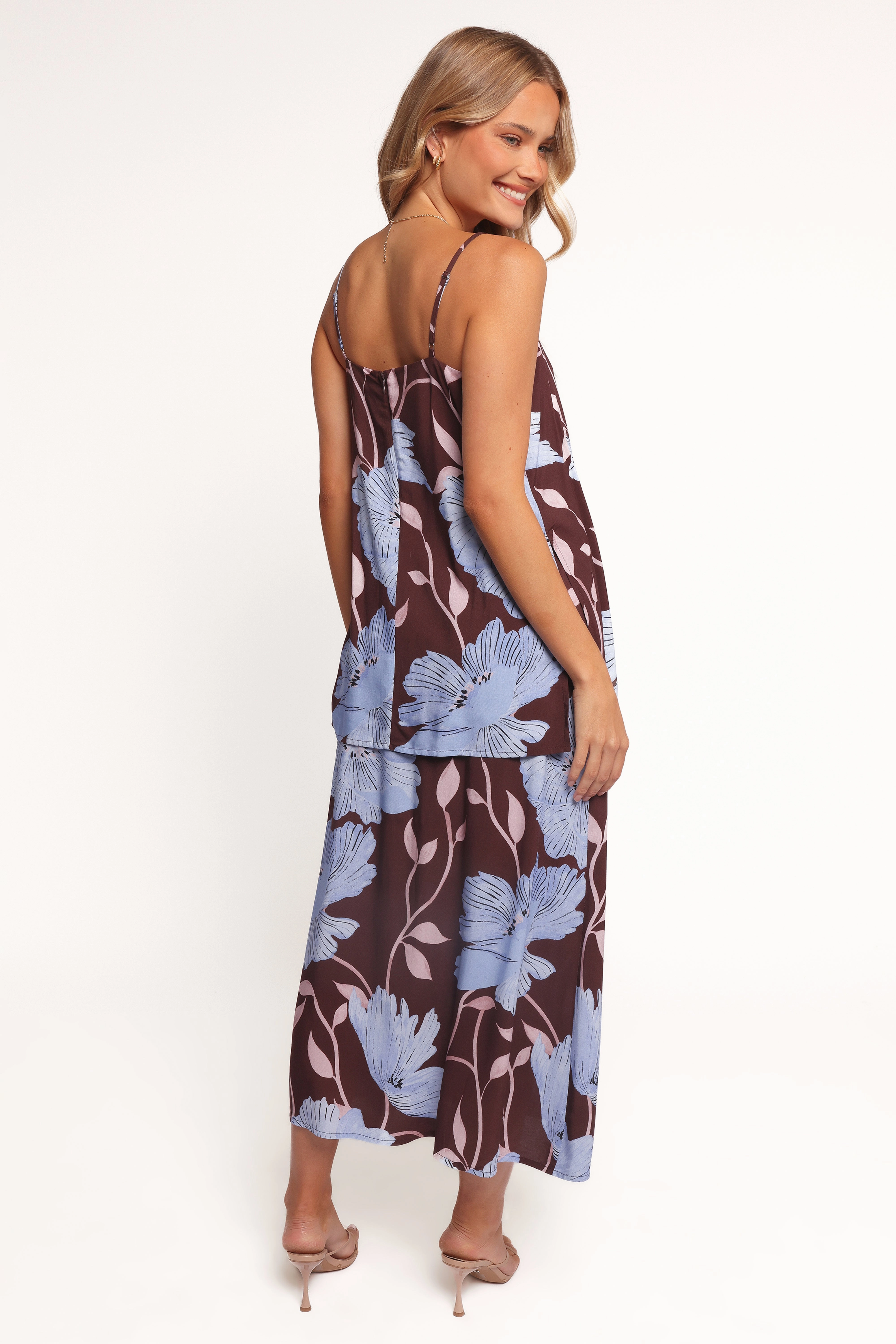 Plus size option Clean Outfit Angie Midi Skirt - Blue Poppies