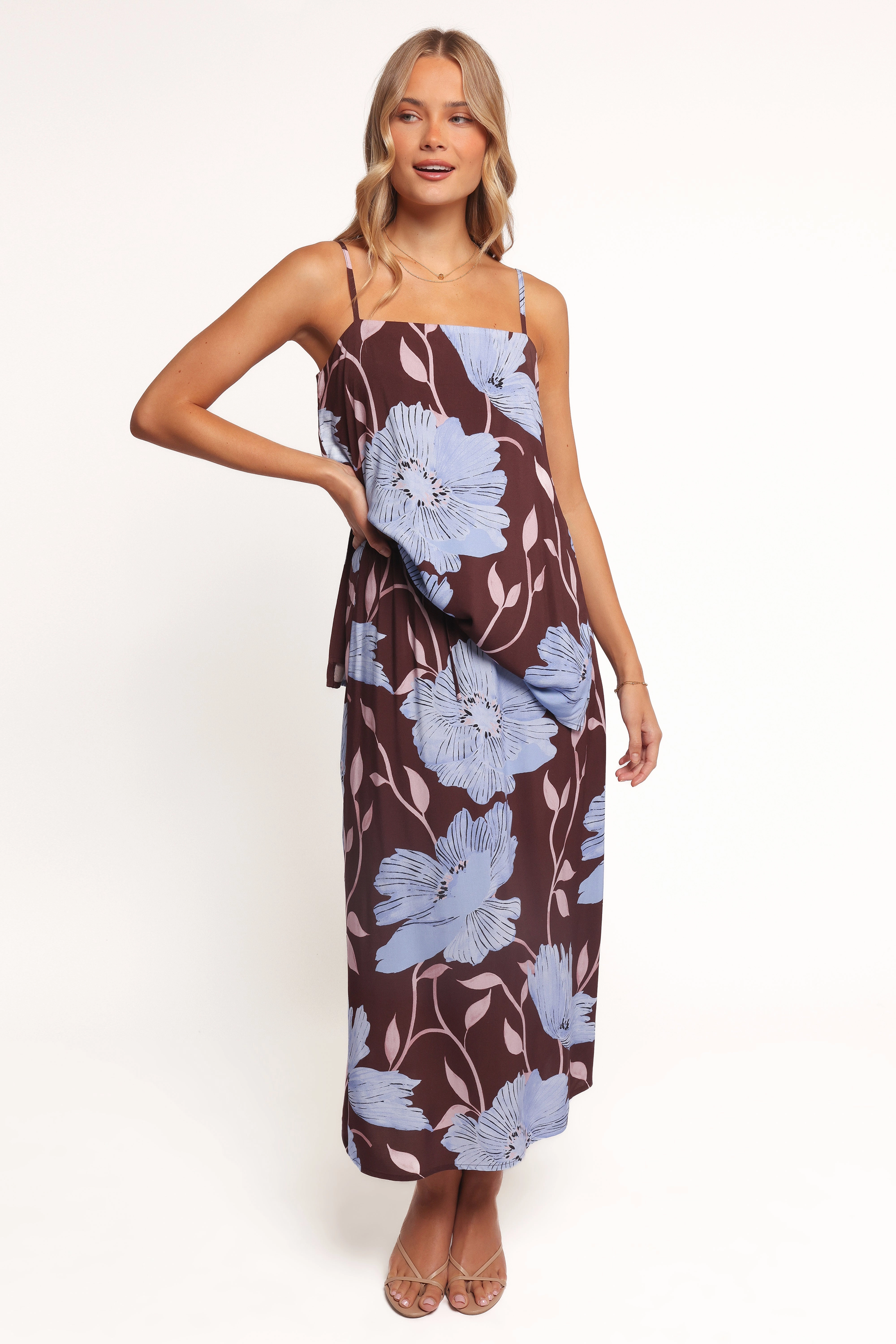 hypoallergenic material Angie Midi Skirt - Blue Poppies