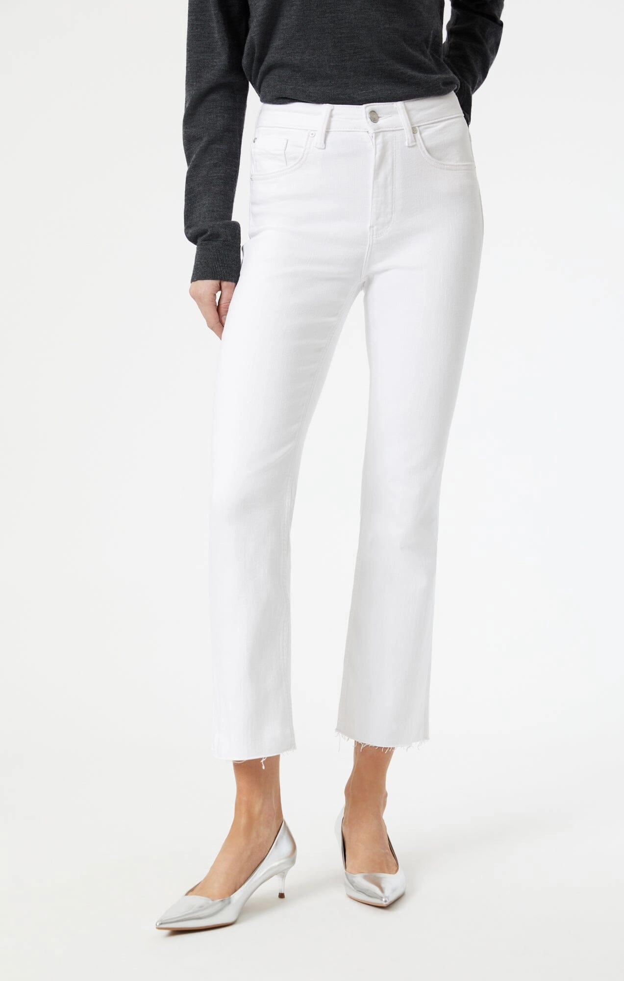 ANIKA CROP FLARE IN WHITE LA BLUE Versatile Everyday Wear Office Casual