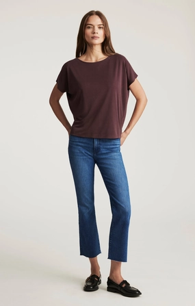 Relaxed Aesthetic ANIKA CROPPED FLARE IN DARK BRUSHED FLEX BLUE