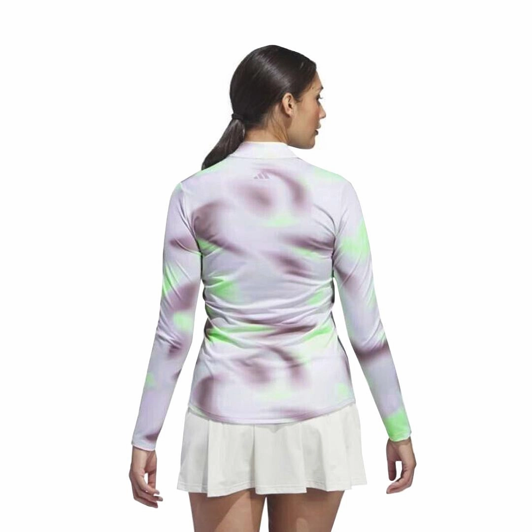 adidas - Women's Ultimate365 Printed 1/4 Zip Mock-Neck Long Sleeve Polo (IP4258) Compression Resistant Insulation
