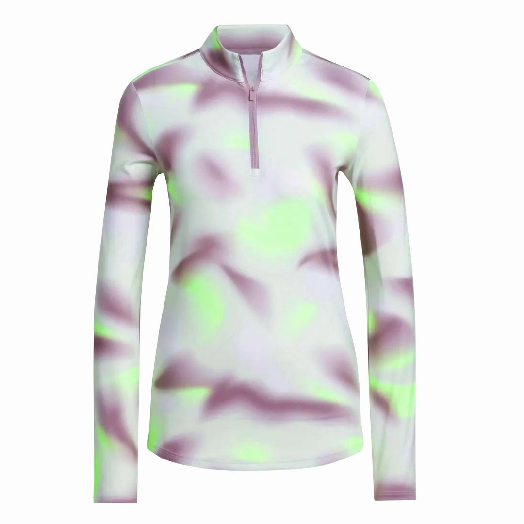 Polarized Sun Protection Tailored Cut Style adidas - Women's Ultimate365 Printed 1/4 Zip Mock-Neck Long Sleeve Polo (IP4258)