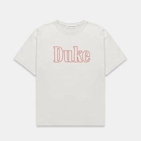 Duke Vintage White Chainstitch T-Shirt Wrinkle Resistant Texture Light Style Trend