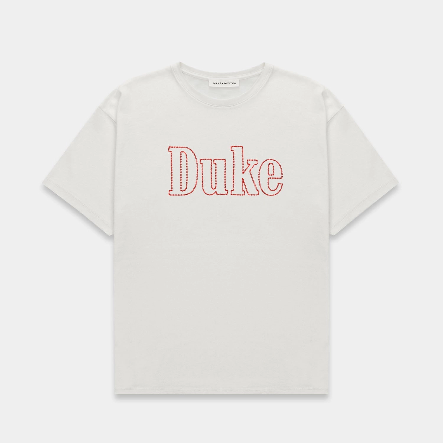 Duke Vintage White Chainstitch T-Shirt Wrinkle Resistant Texture Light Style Trend