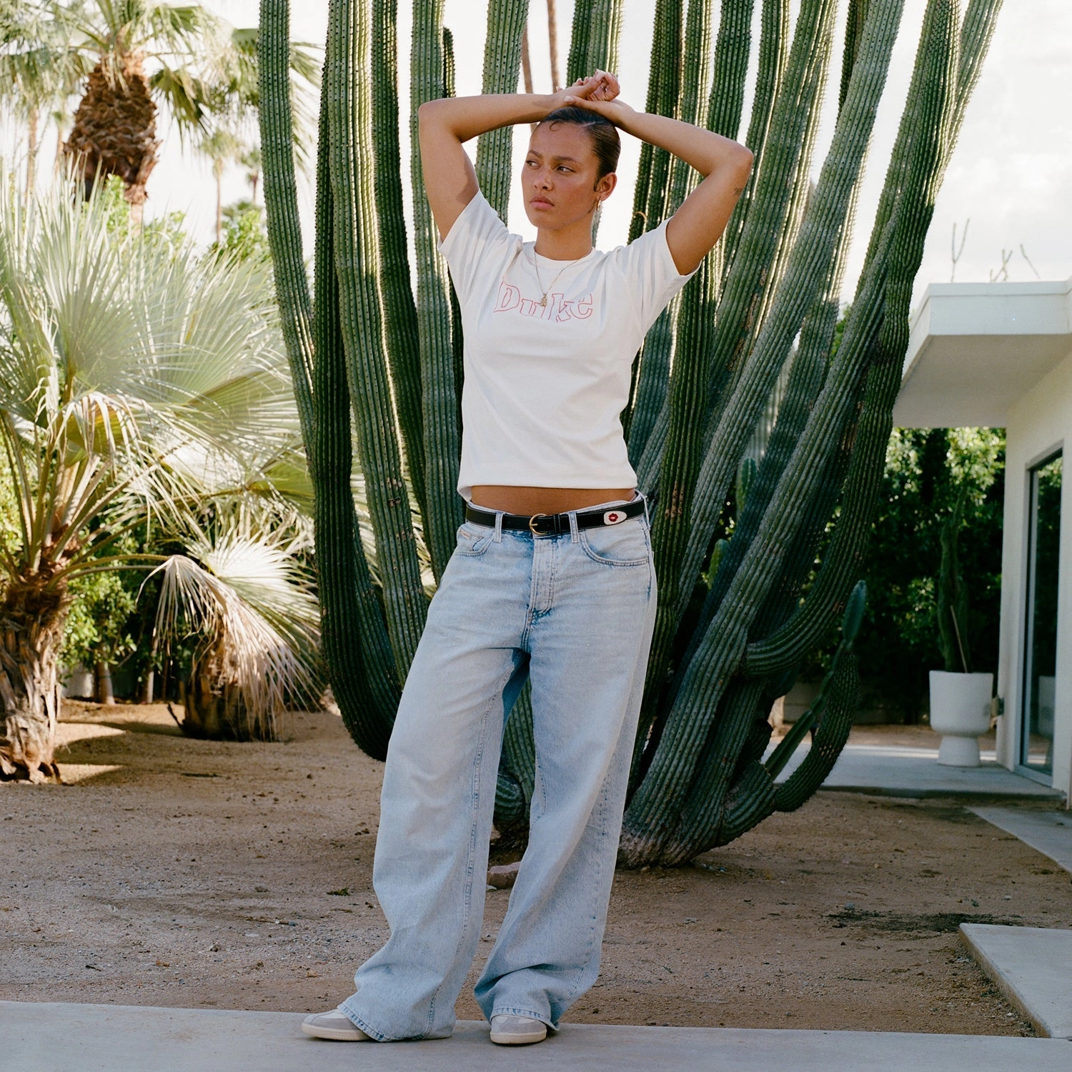 cycling outfit Fit For All Day Duke Vintage White Chainstitch T-Shirt