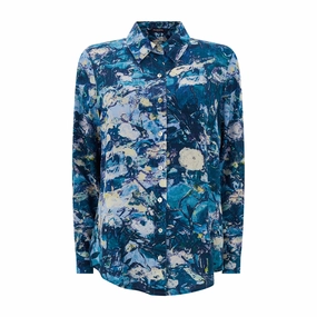 Flatlock Stitching Technique Friction Resistant Shoulder Concordia Wild Garden Silk Crepe De Chine Shirt