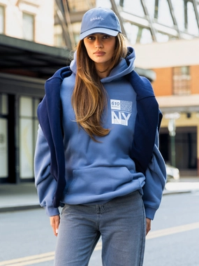 Barbecue wear Easy Fit Brooklyn 610 Oversized Hoodie - Mid Blue