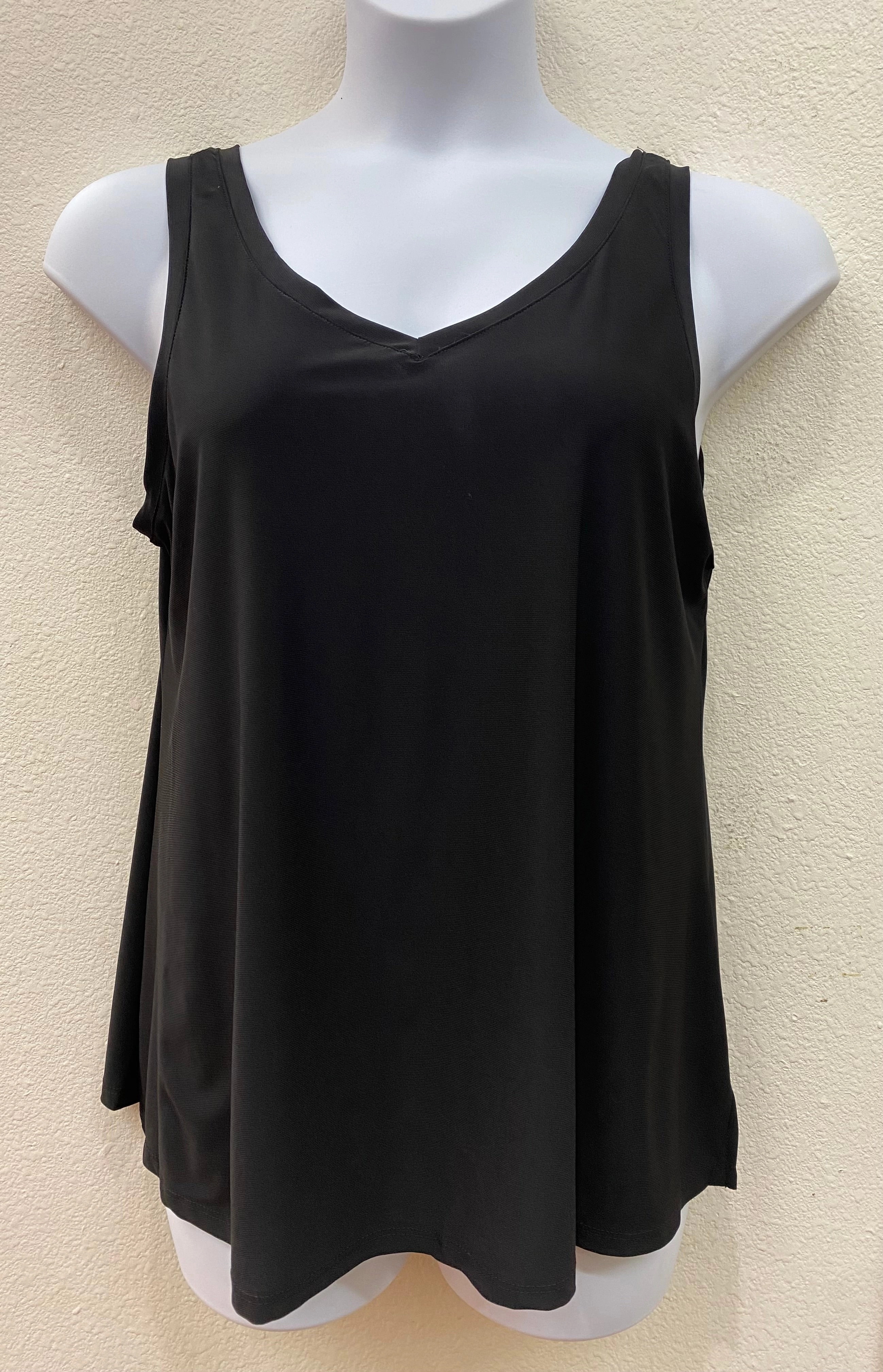 Black V-Neck to Round Neck Reversible Tank Top Double Chest Pocket StainRepellentCoating