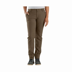 Thermal Lining Zip Pocket Carhartt Women's Rugged Flex Relaxed Fit Canvas Double Front Pant - Tarmac