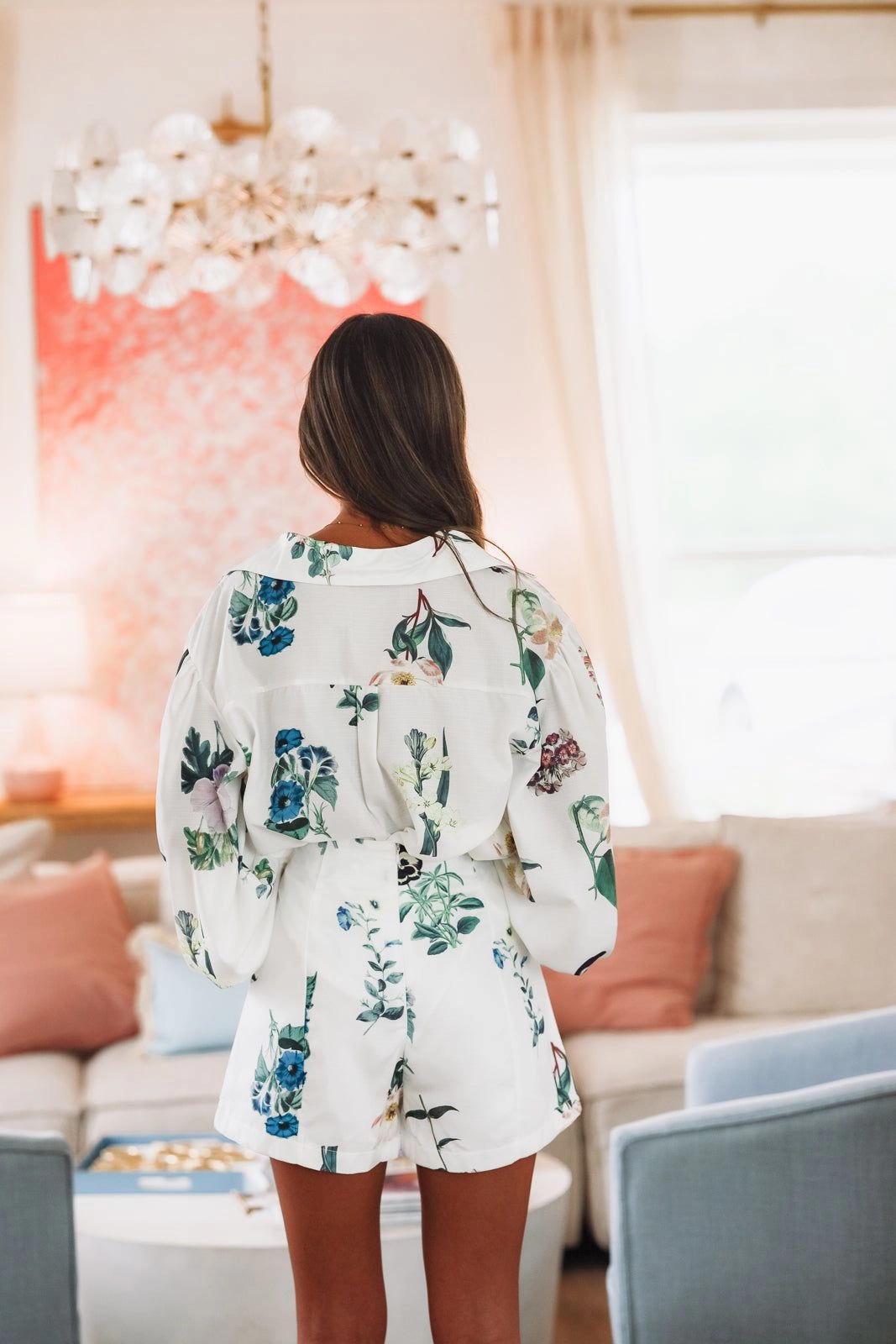 Springtime Whispers Top and Shorts Set - White Adaptive Temperature Control