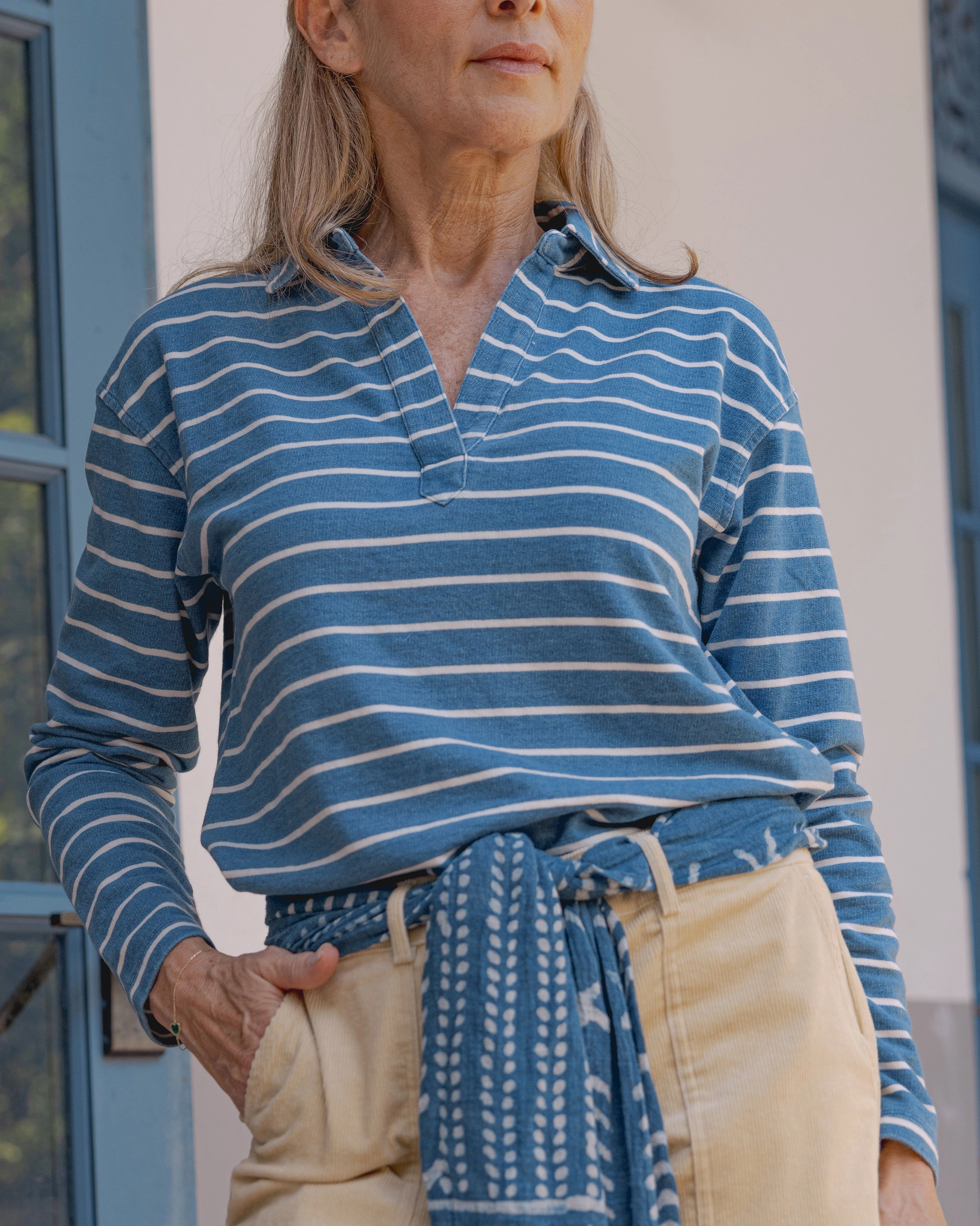 Indigo Inlet Pullover in ??? Indigo/White Stripe WaterResistantCoating