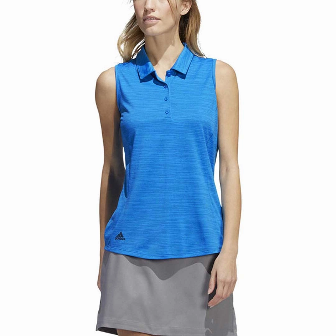 adidas - Women's Space-Dyed Sleeveless Polo (HA6066) Double stitching Abrasion Resistant Shell