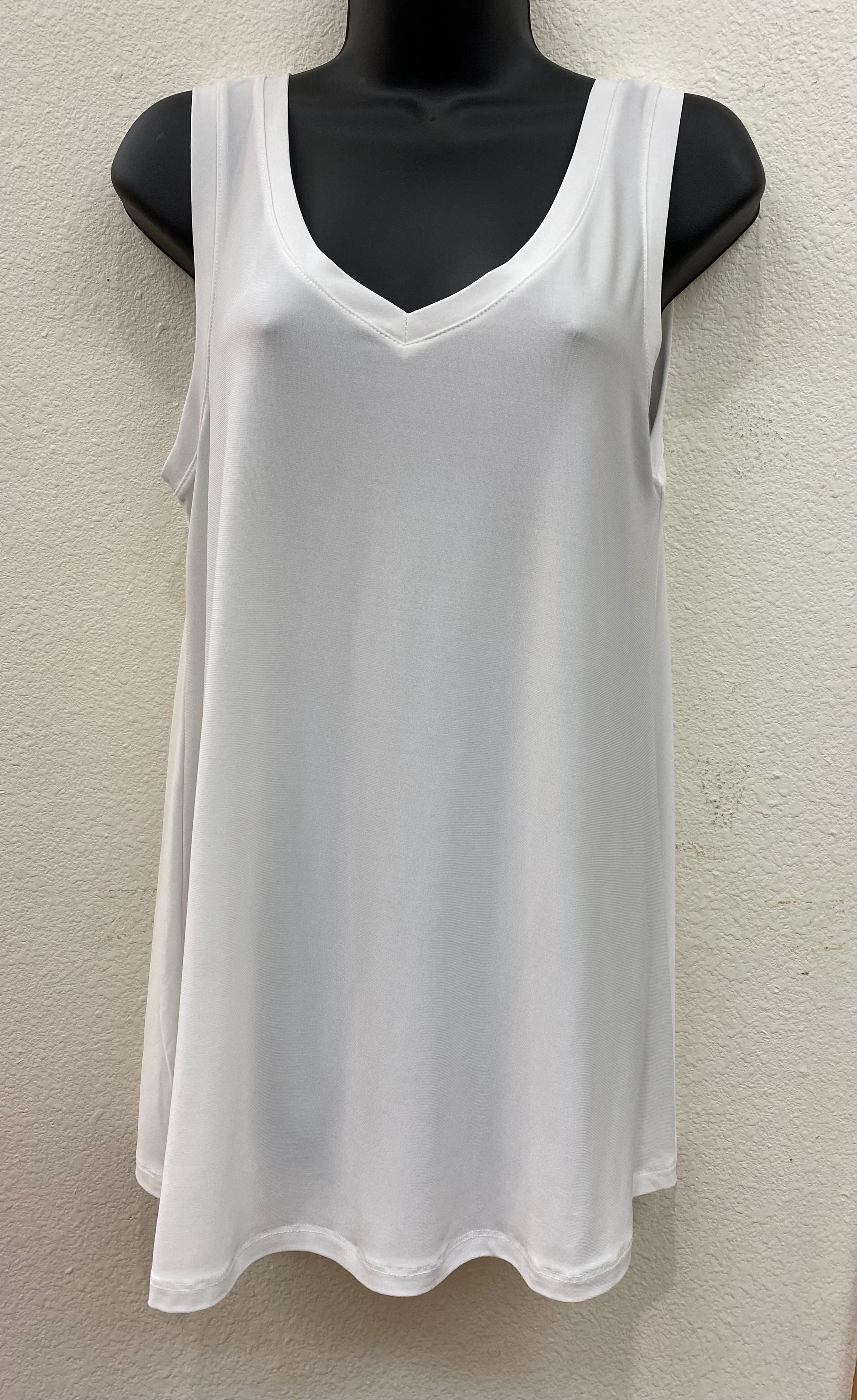 Classic Tank White V-Neck to Round Neck Reversible Tank Top