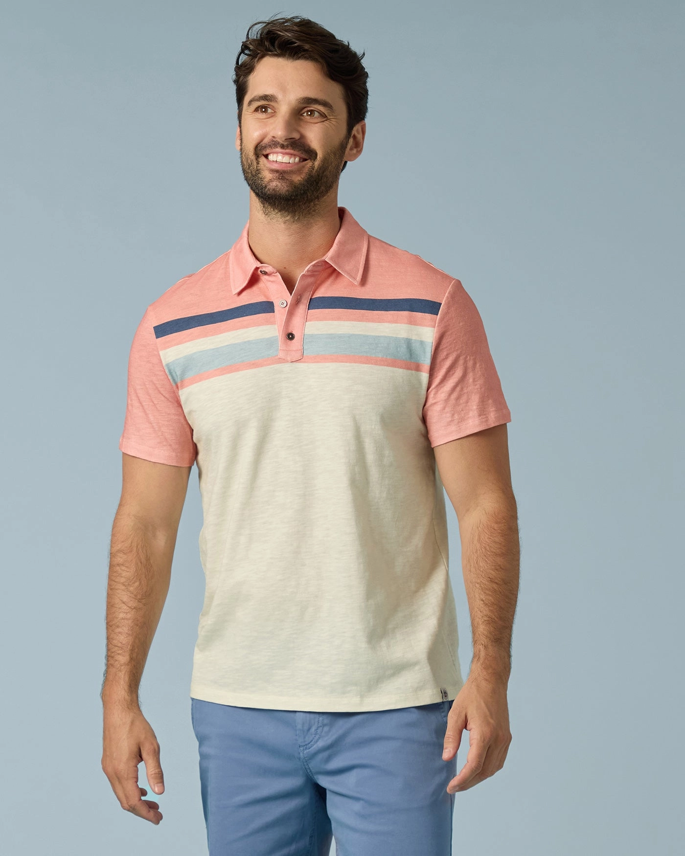 Lightweight Knit MILLVILLE CHEST STRIPE SLUB POLO