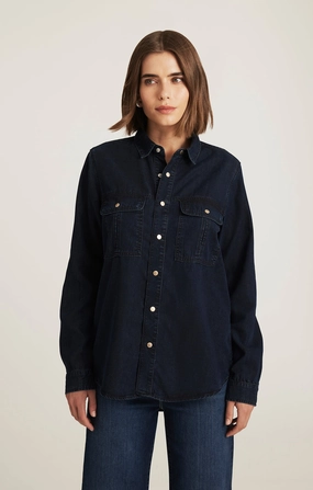 NIA DENIM SHIRT IN INK GOLD PREMIUM Classic Five Pocket Design