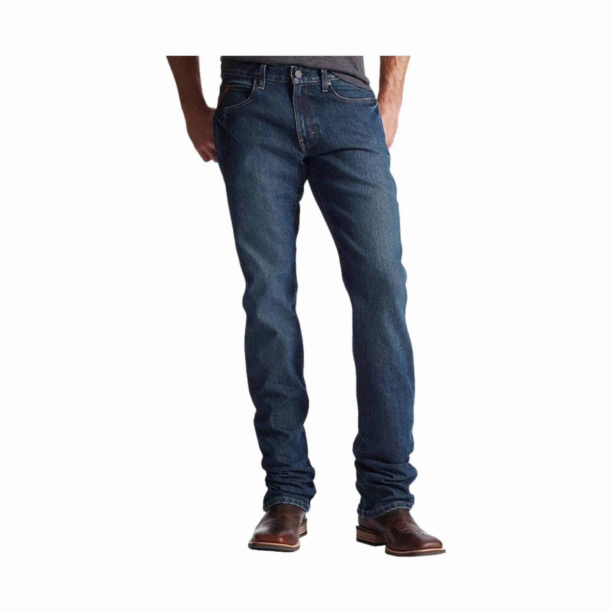 Comfy Waist Fit Traveler Gear Slim Ariat Men's Rebar M4 Low Rise Boot Cut Jean - Indigo