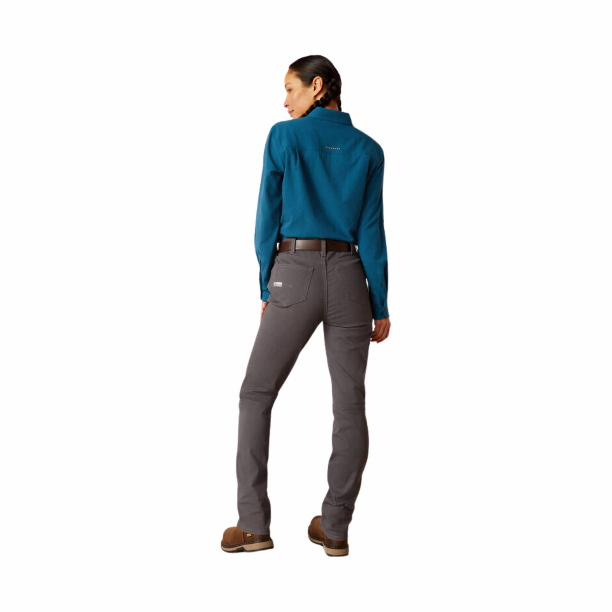 Flat waistband No Tag Ariat Women's Rebar PR Dura Stretrch Made Tough Double Front Straight Pant - Grey