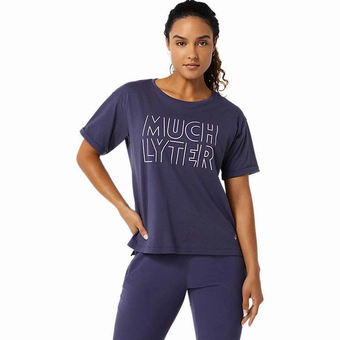 Asics - Women's Heritage Font Graphic T-Shirt (2032C263 501) Slim Fit Styles NonRestrictive Cut