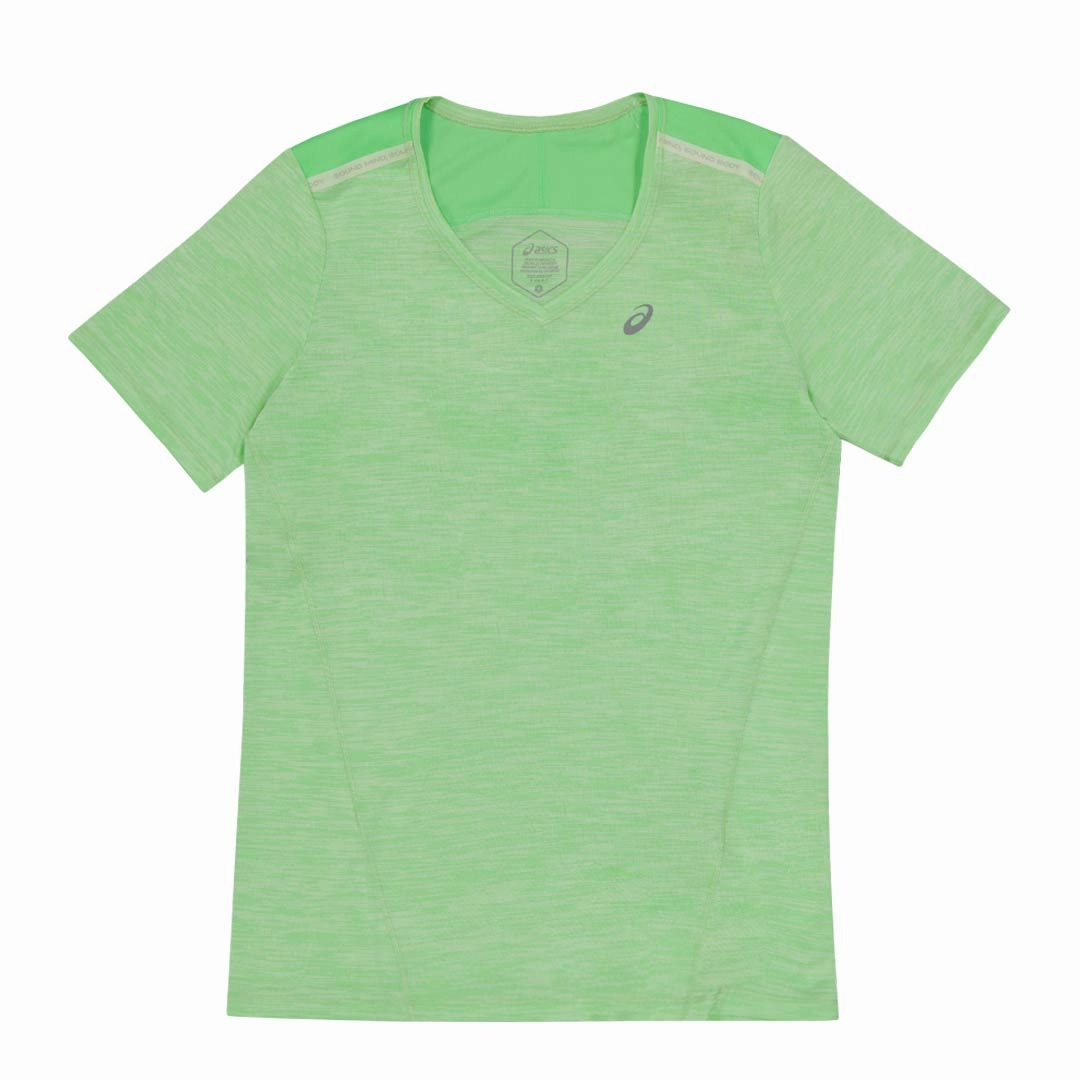 ReinforcedSeams Water Repellent Finish Asics - Women's Race V-Neck Short Sleeve T-Shirt (2012C735 301)