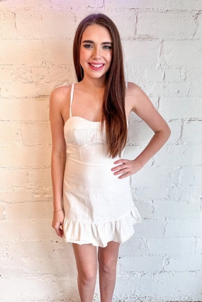 Effortless Piece Artistic Edge Denim Tie Shoulder Dress