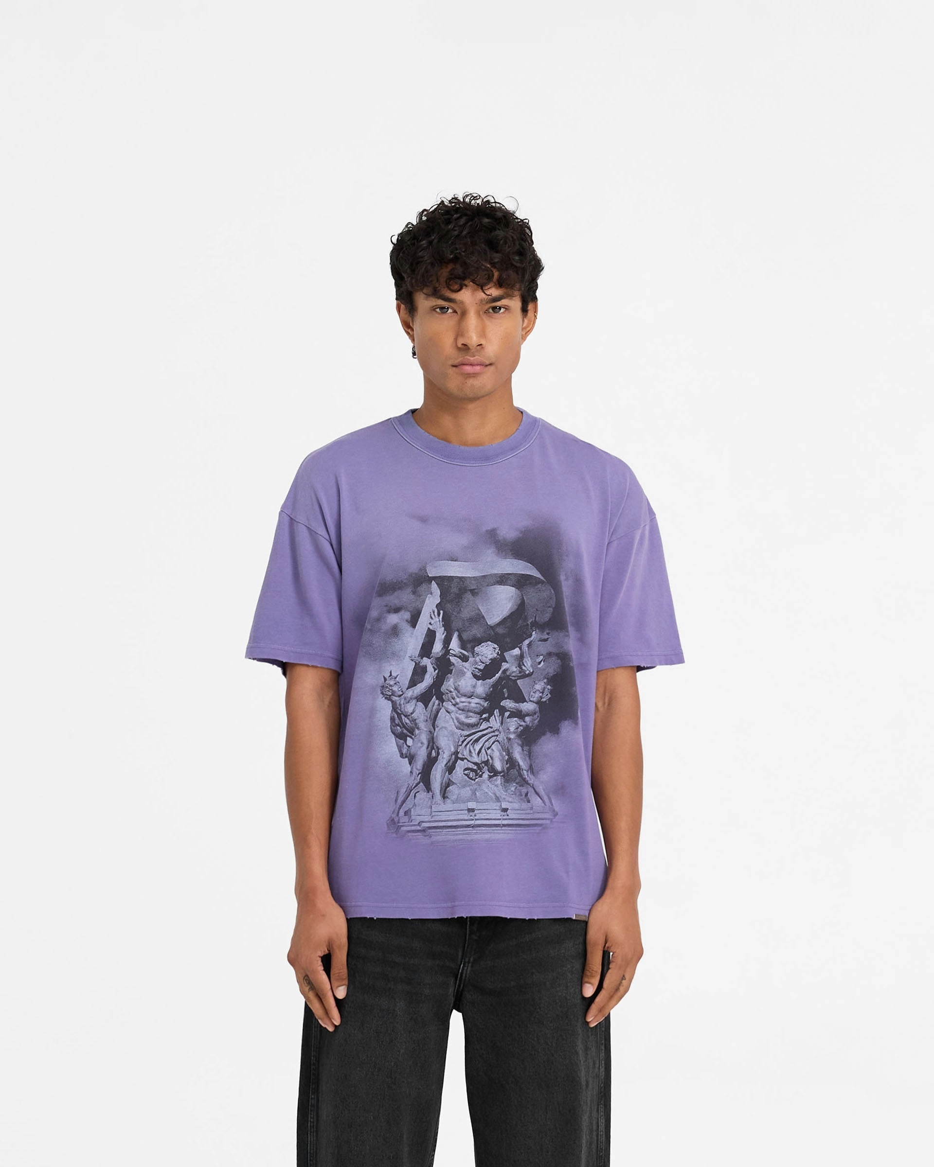 Classic Trend Look Lightweight Feel Atlas T-Shirt - Purple