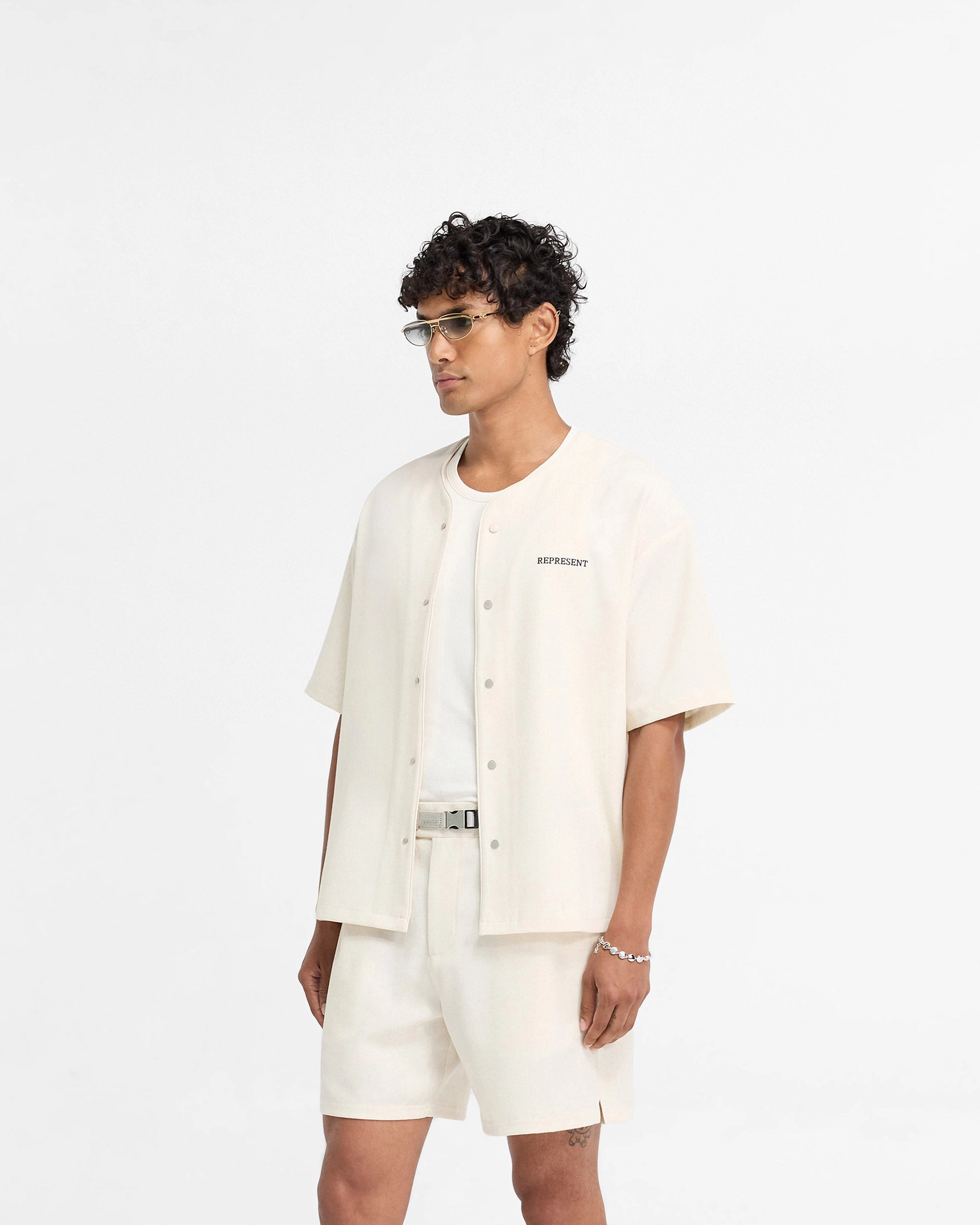 Relaxed Look Comfy Fit Baseball Shirt - Antique White
