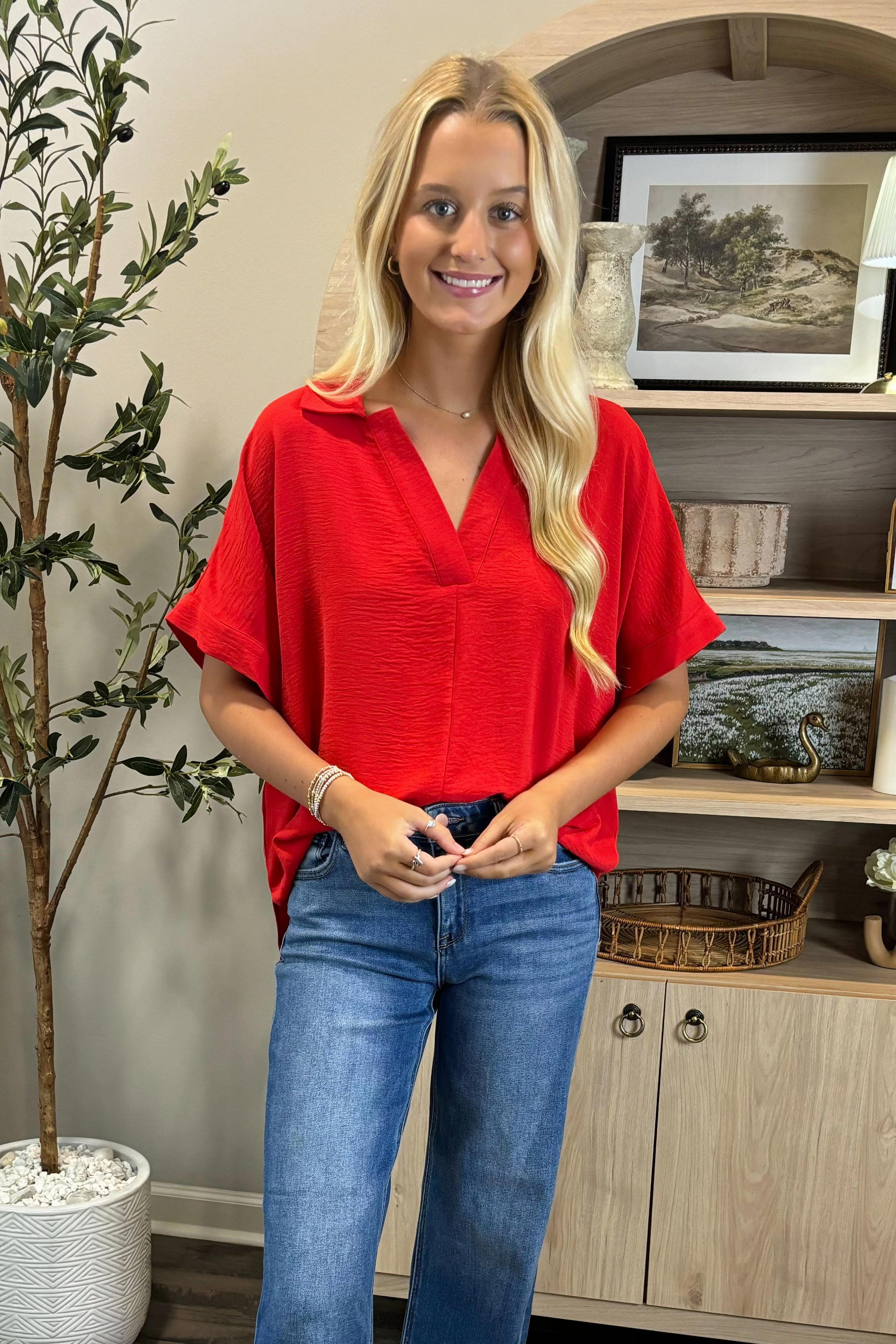 Minimalist Silhouette Cozy Wear Basic Instincts V-Neck Top *More Colors*